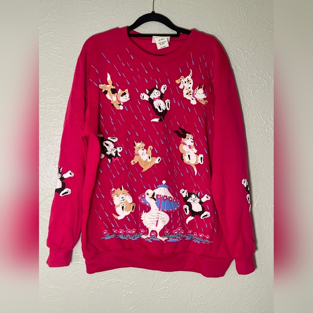 Vintage 90s Scarab San Francisco Rainy Day Animal Sweatshirt L NWT